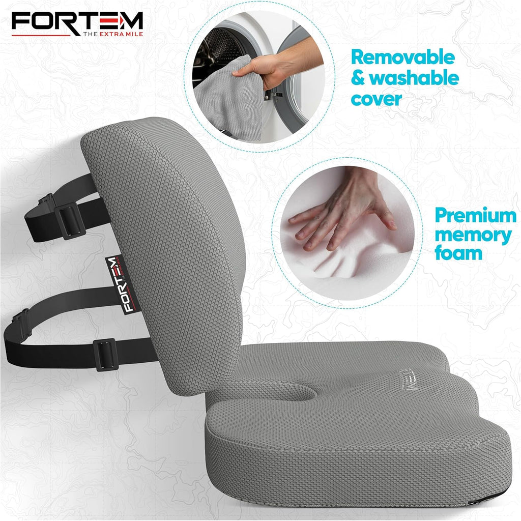 Seat Cushion, Office Chair Cushion, Lumbar Support Pillow for Office Chair, Memory Foam Sciatica Coccyx Tailbone Pressure Pain Relief, Car Sitting Pad, Washable Non Slip