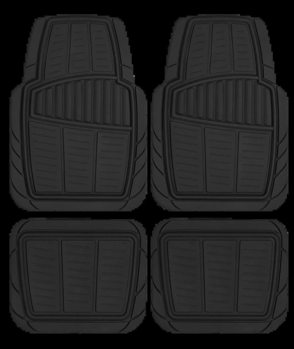 4PC PREMIUM RUBBER CAR MAT TOLL BLACK- Universal Fit for Cars, Trucks,202Wm35
