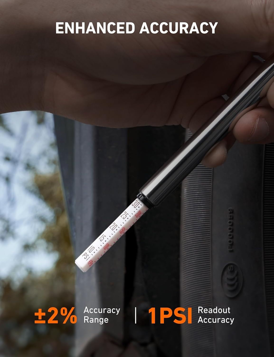 Pencil Tire Pressure Gauge 2 Pack (10-75PSI, ±2% Span), Air Pressure Gauge for Tires, Stainless Steel Body, and Metal Made Nozzle 3 Measurements for Cars, Bikes, Vehicles