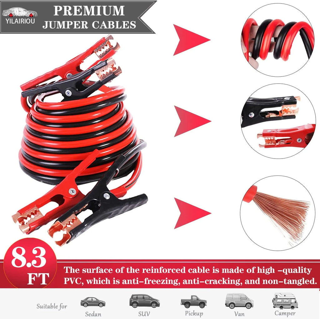 Car Emergency Roadside Kit - Roadside Assistance Emergency Kit, Car Emergency Kit with Jumper Cables, Safety Kits for Cars,Folding Shovel, Tow Rope,Car Tool Kit