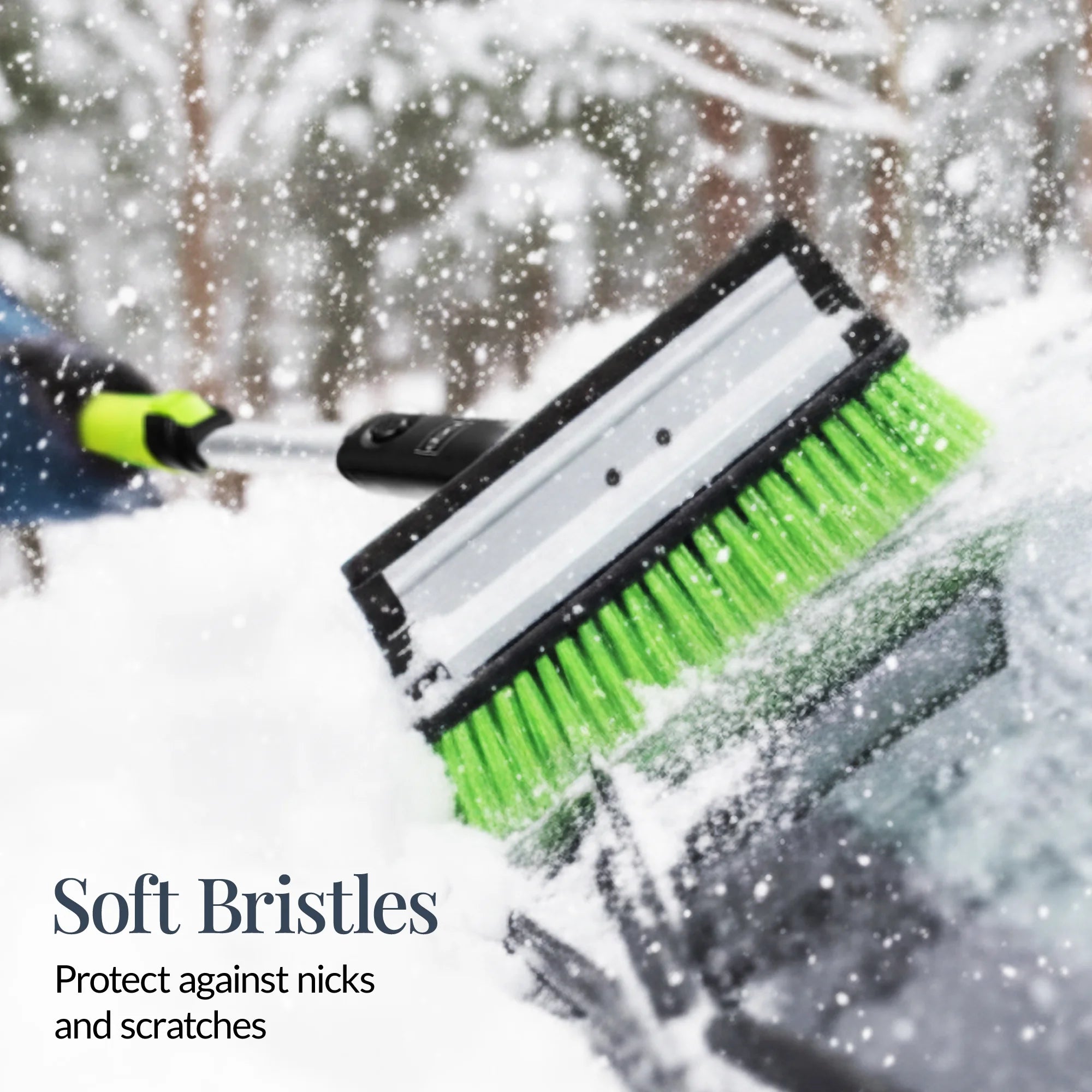 39" Extendable Snow Brush with Squeegee & Ice Scraper, Auto Snow Brush, Auto Ice Scraper - Lime
