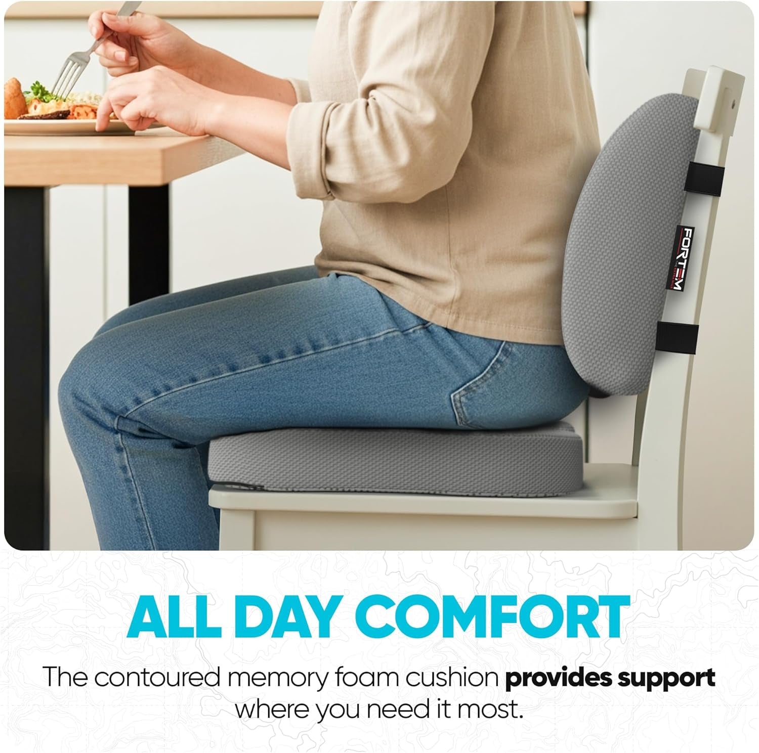 Seat Cushion, Office Chair Cushion, Lumbar Support Pillow for Office Chair, Memory Foam Sciatica Coccyx Tailbone Pressure Pain Relief, Car Sitting Pad, Washable Non Slip