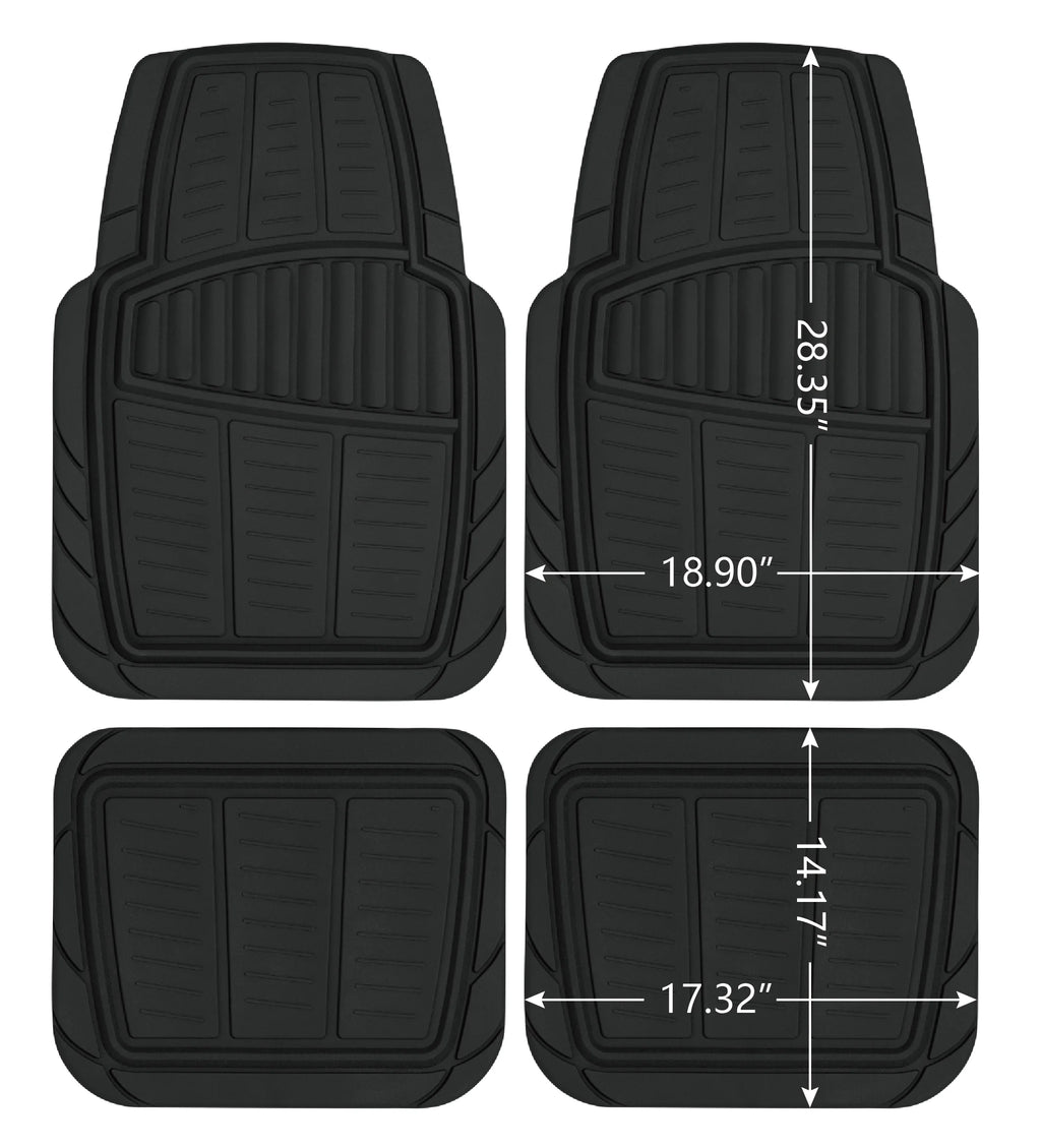 4PC PREMIUM RUBBER CAR MAT TOLL BLACK- Universal Fit for Cars, Trucks,202Wm35