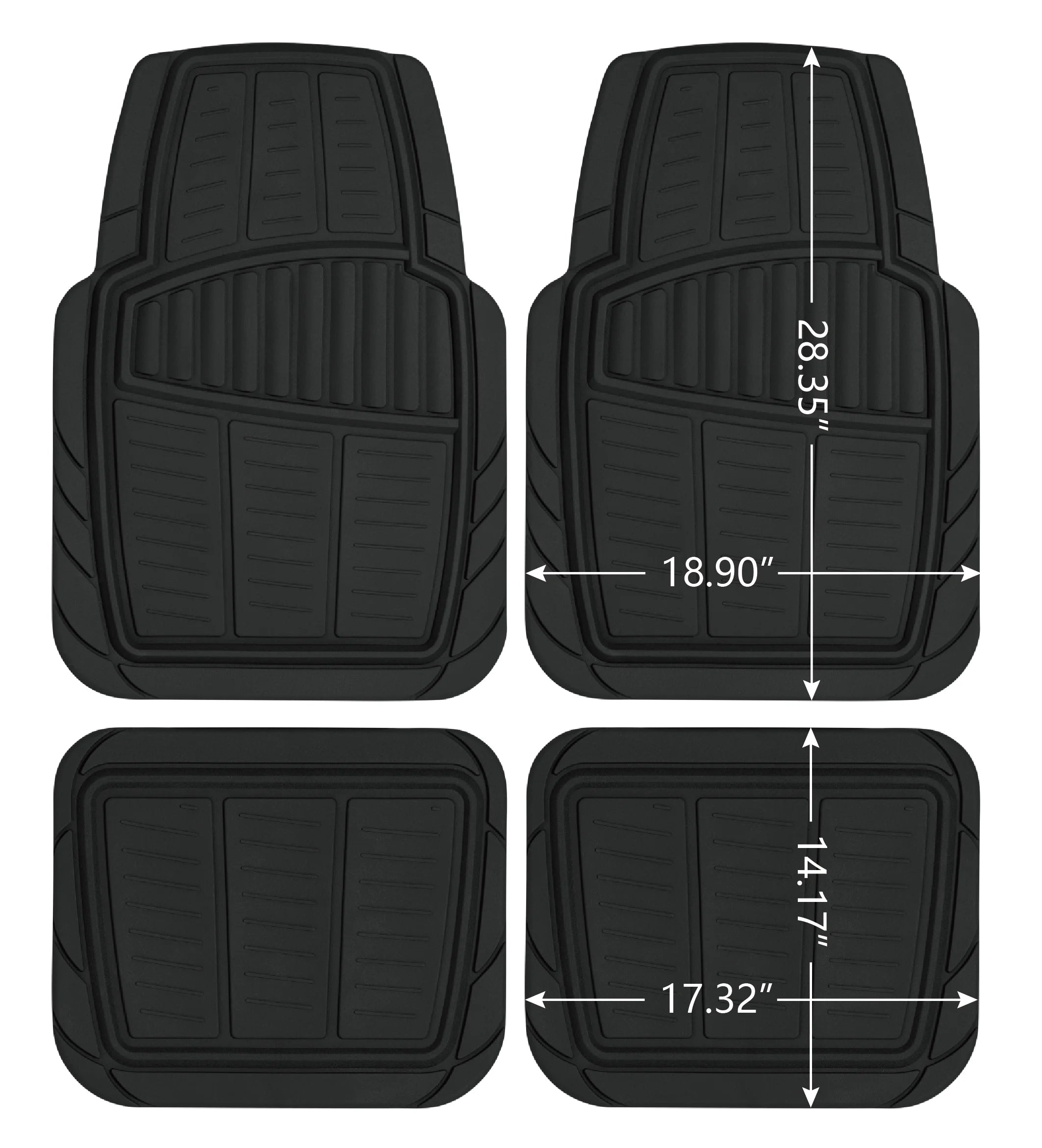 4PC PREMIUM RUBBER CAR MAT TOLL BLACK- Universal Fit for Cars, Trucks,202Wm35
