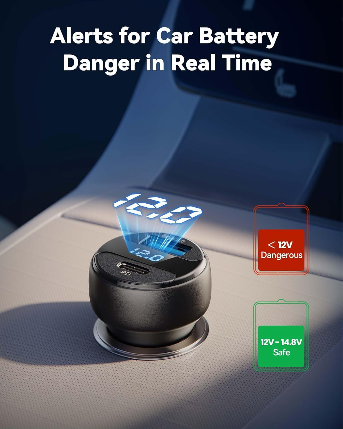 USB C Car Charger, 66W Total [USB C+USB A] Car Charger Adapter with PD & QC, Fast Charging All Metal Tiny Car Phone Charger for Iphone 16 14 13 12 11 Pro Samsung S21 Pixel Ipad Macbook Air Tablet