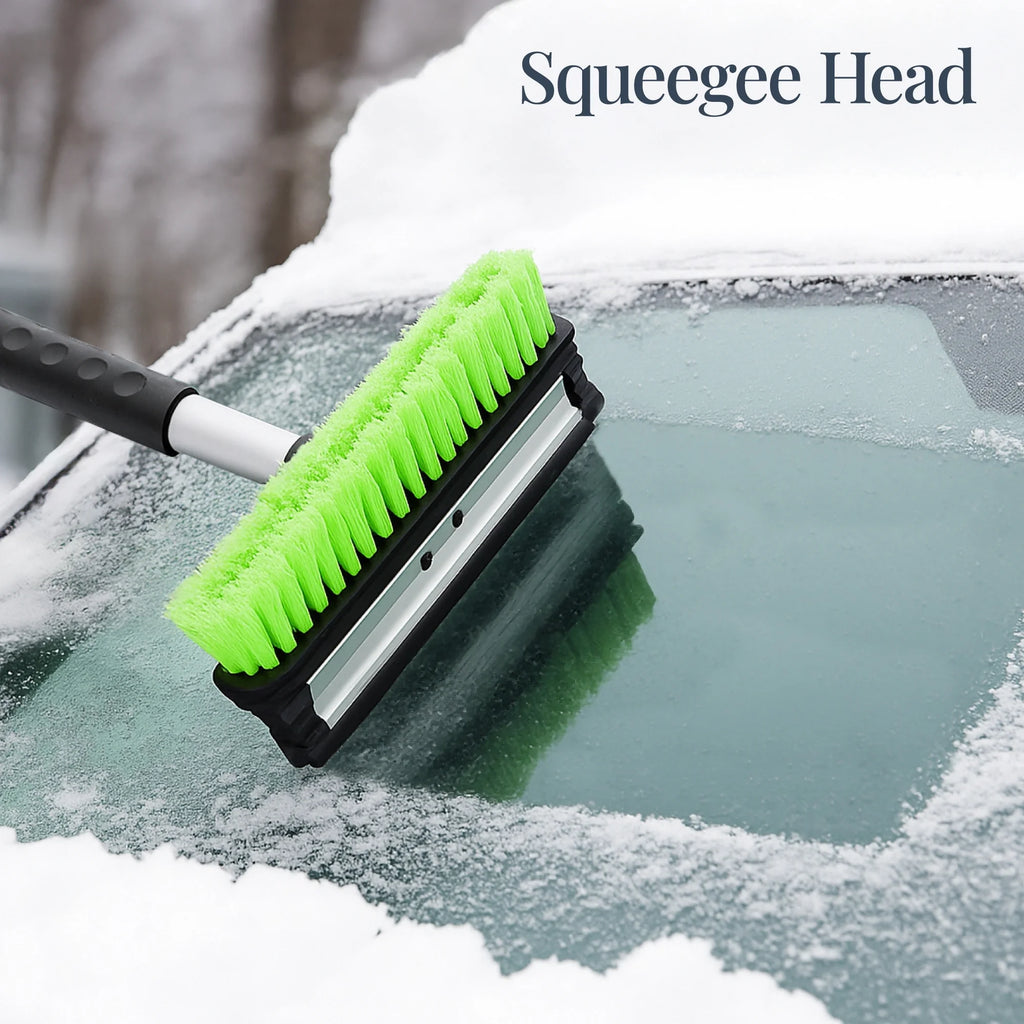 39" Extendable Snow Brush with Squeegee & Ice Scraper, Auto Snow Brush, Auto Ice Scraper - Lime